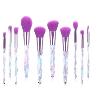 Best selling pravite label 10pcs crystal handle brush set professional beauty cosmetics make up brush tools
