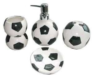 Customized logo ceramic bathroom accessories set with full handpainted