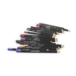 Hot selling high quality waterproof and moisturizing 24colors lip liner and eyeliner pencil best eyeliner wooden pencil
