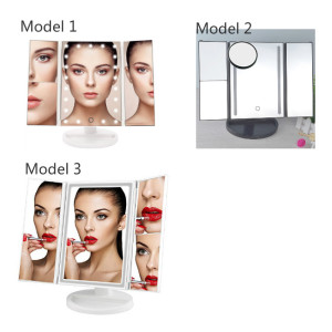 Makeup Mirrors 24 LED USB Power Portable Plastic Framed Mirrors Folding table Lighted Makeup Mirror with Magnifier