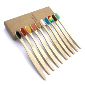 Reusable Soft Bristles Bamboo Toothbrush, Natural Eco Friendly Biodegradable Charcoal Wood Tooth Brushes