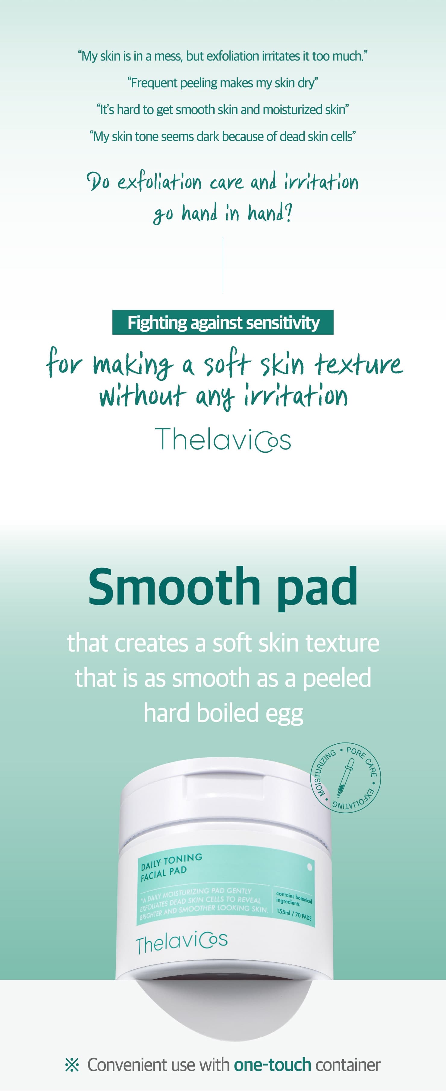 Skin Care CICA Calming Toning Pad – Soothing &amp; Skin Texture Refining