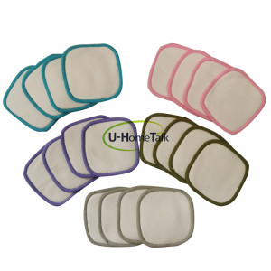 U-HomeTalk 2020 Square Shape 8CM Reusable Facial Bamboo Cotton Velvet Terry Makeup Remover Pads With With Cotton Meshbag