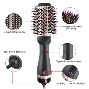 Ulelay one step hair brush blow dryer hot air brush rotating styler with 110v and 220v wholesale