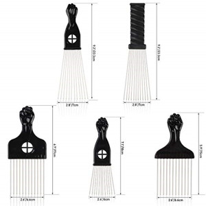 Wholesale Black metal Afro Comb Hair Pick Combs African American Hairdressing Tool