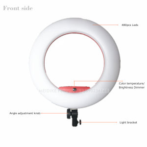 yidoblo RED  18&quot; 480pcs LED Ring Light FD-480II 3200-5500K Dimmable beauty salon YouTube Battery Powered  Film Makeup Studio