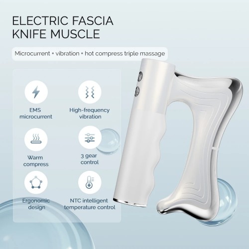 Electric Heating Fascia Knife Massager LCD Vibration Muscle Relaxation Warm Body Lifting Blade Comb Massage Tool
