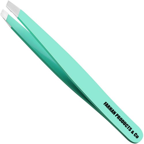 Professional Eyebrow Slant Tweezer-Durable Tweezer for Facial Hair Removal and Brow Shaping-Perfect gift Premium Tweezer (green)