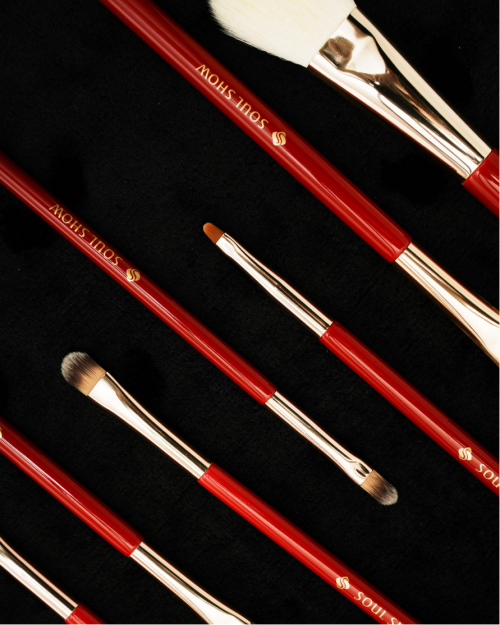 Meiyuan Custom Shiny Red 10pcs Makeup Brush Set