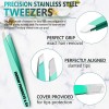 Professional Eyebrow Slant Tweezer-Durable Tweezer for Facial Hair Removal and Brow Shaping-Perfect gift Premium Tweezer (green)