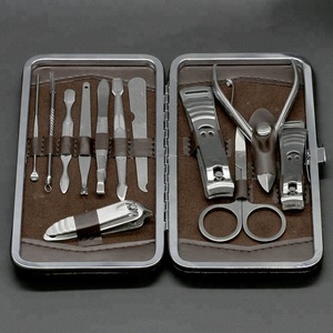 12pcs/kit Manicure And Pedicure Nail Clipper Set Stainless Steel Nail Care Tools And Equipment With Leather Case