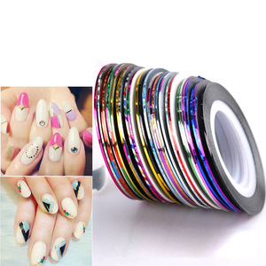 30PCS mixed color custom Nail Art Rolls Striping Tape Line Tips DIY nail art Sticker