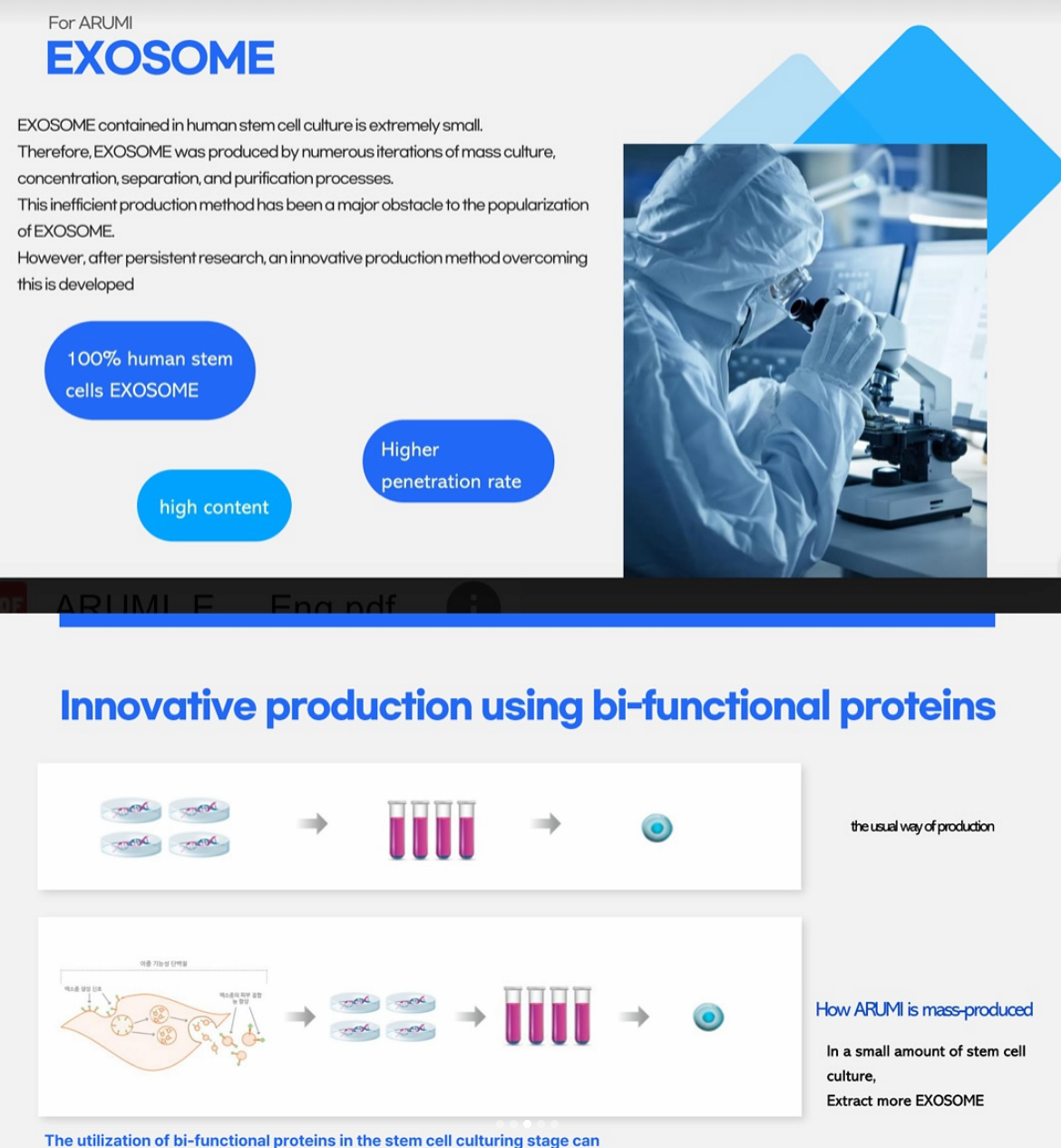 ARUMI EXOSOME, Skin regeneration, Synthesises collagen