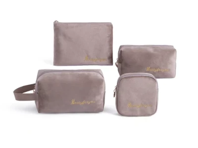Flannel Soft Custom Embroidered Storage Bag Cosmetic Makeup-Bag