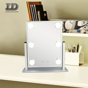 LED Touch Screen Makeup Mirror Lighted Beauty  Cosmetic Mirror Desktop Mirror Chrome Square