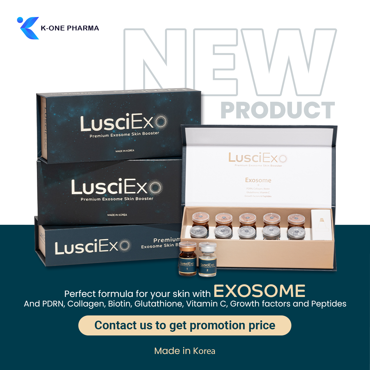  LUSCIEXO SKIN BOOSTER (EXOSOME) Glowy Appearance Moisturizing Brightening Skin Minimal Pores