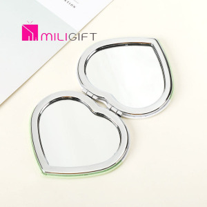 PU small pocket mirror Folding pocket mirror heart shape double side makeup mirror