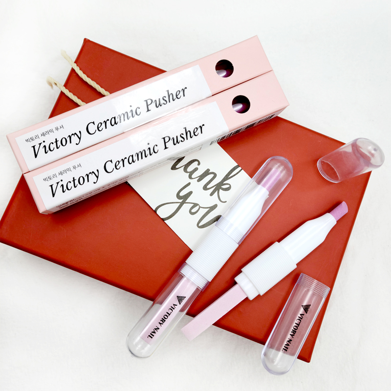 Victory Ceramic Stone Two-Way Nail Pusher &amp; File(1ea) White /Black