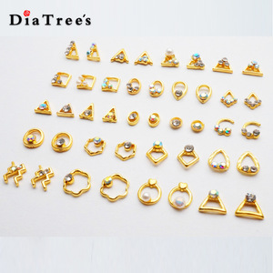 Wholesale Cheap Gold Round Nail Design Metal Nail Jewelry Nail Art