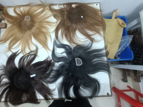 Fish net hair toppers with integrated window