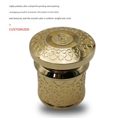Modern Unique Design High-end Zinc Alloy Gold Color Electroplated Perfume Bottle Cap