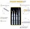 Set of 4 Diamond Grip Eyelash Extensions Tweezers Japanese Stainless Steel Lash Tweezer (White)