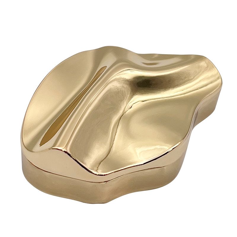 DIY Gold Color Metal Zinc Alloy Rotating Slide Cover Irregular Wavy Perfume Box Scented Balm Jar