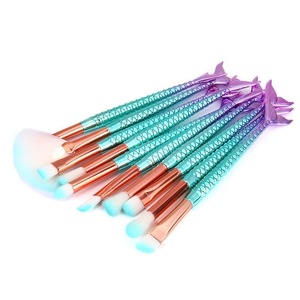 11pcs 3D Mermaid Makeup Brush Cosmetic Brushes Eyeshadow Eyeliner Blush Brushes