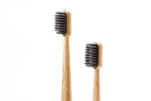 Bamboo Toothbrush  Medium Soft Charcoal Bristles Tooth Brushes BPA Free Eco Friendly Biodegradable Packaging