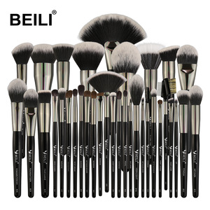 BEILI Professional 35 Pcs Black Makeup Brushes Tools Set Kits Cosmetic Soft Foundation Powder Liner  Private Label Box SET-8-35