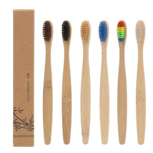 China Factory Black Natural Active Bamboo Charcoal Health Bamboo Toothbrush with Charcoal Bristles