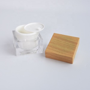 cosmetic jar Wood grain cap jar square 15ml 30ml 50ml 100ml plastic cream jar