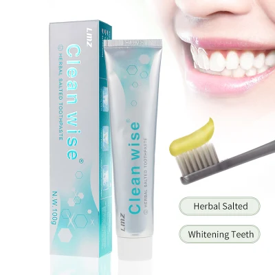 Custom Logo Non Fluoride Bleeding Gums Teeth Whitening Anti Sensitive Herbal Salted Dental Toothpaste