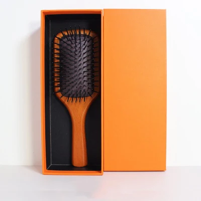 Customize Luxury Gift Bamboo Wood Hair Comb Wooden Paddle Brush Air Bag Comb Hair Brush Wet Dry Hair Extension Brush