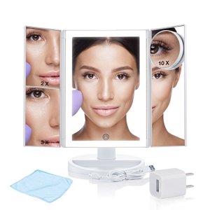 Desktop Travel Vanity Makeup Mirror Lighted LED Mirror foldable makeup mirror with LED lights