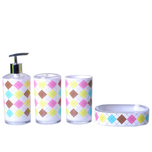High quality decorative plastic bath set with lotion bottle