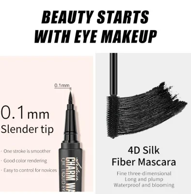 High Quality Eyeliner Waterproof Mascara Set 2 in 1 Black Mascara Curling Slim Eyeliner Pen Eyes Makeup