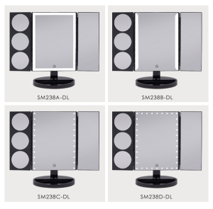 Hot Selling Touch Screen 360 degree  Rotating  Lights  Led vanity Makeup Mirror with storage box