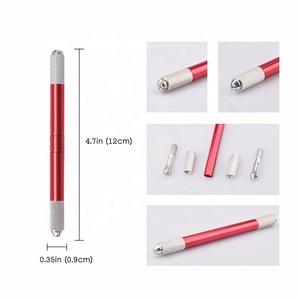 Manual Dual-head Permanent Eyebrow Tattoo Pen Eyebrow Makeup Tattooing Machine Microblading Pen Round needles