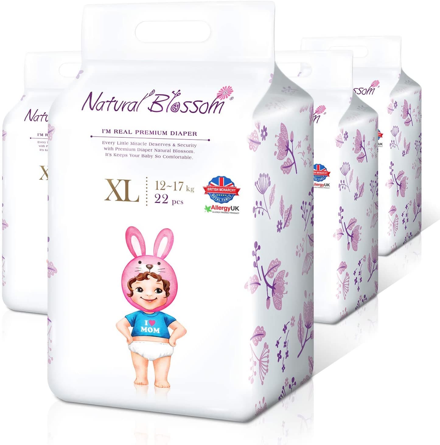 Natural Blossom Baby Diapers Size 5 (26-37lbs) 22 Count