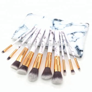 Private label White Black marble makeup brushes 10 /11/ 12/ 15 pcs marble makeup brush collection set kabuki makeup brush set