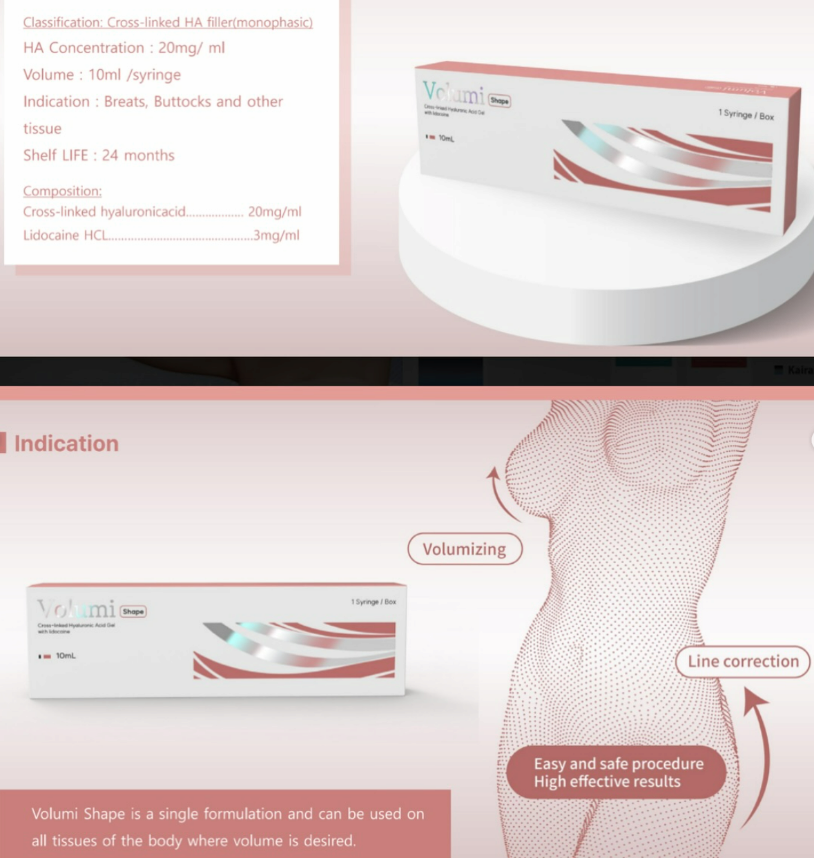 VOLUMI 10ML, Cross-Linked Hyalyronic Acid Gel, Filler for face and body