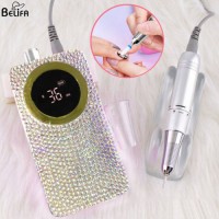 Wholesale bling diamond nail polisher drill machine with pen handpiece electric rechargeable professional portable nail drill