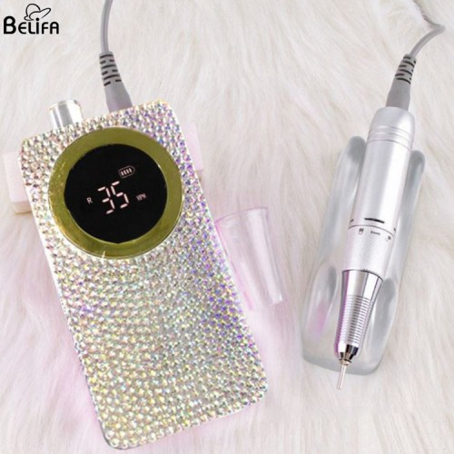Wholesale bling diamond nail polisher drill machine with pen handpiece electric rechargeable professional portable nail drill