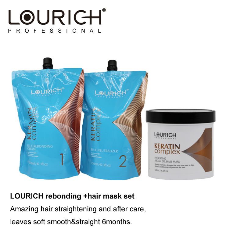LOURICH keratin complex salon use hair rebonding cream 1250ml*2 permanent straight 6-8months