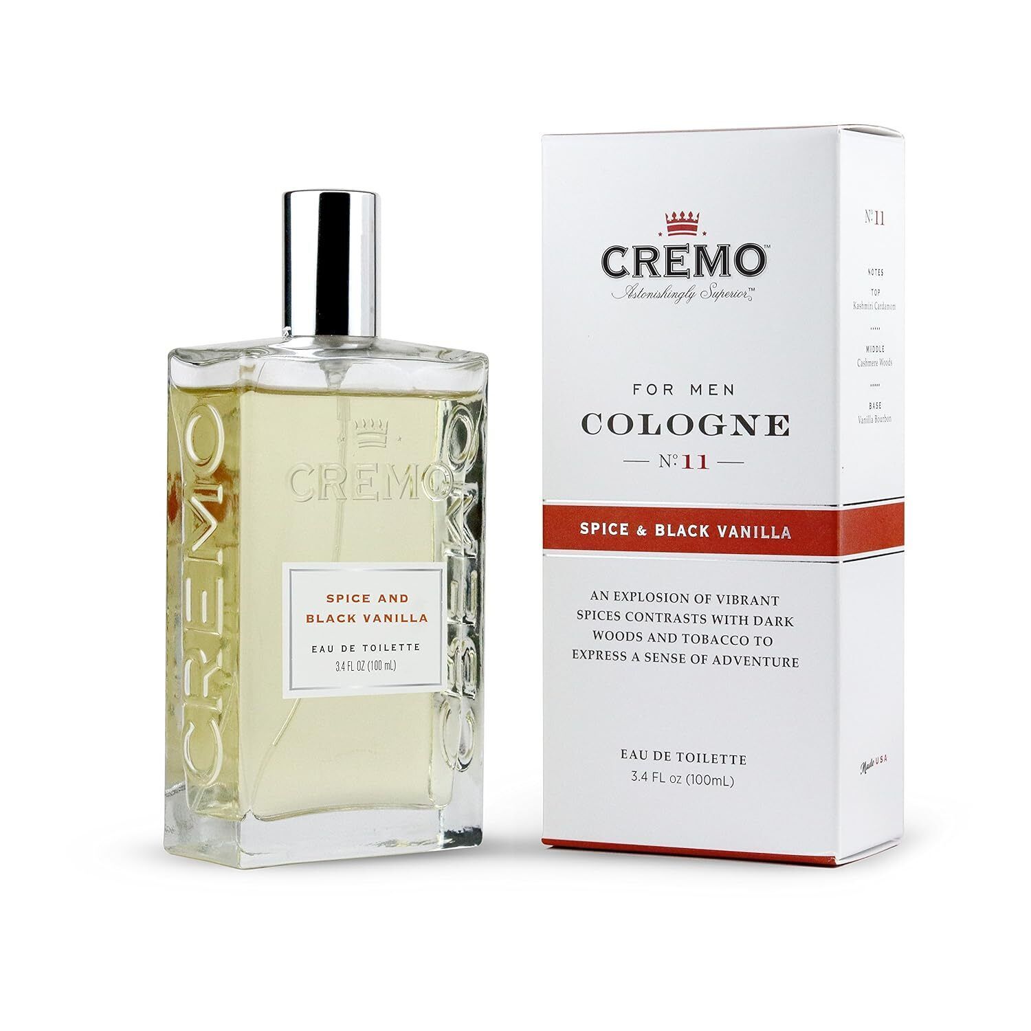 Cremo Spice Black Vanilla Spray Captivating and Unique Scent 3.4 fl oz 15