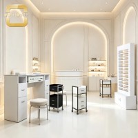 Beauty Salon Rolling Trolley with Multi Storage Drawers and Lockable Silent Casters for Nail Salon and Hair Styling Studio
