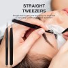 Professional Eyelash Extension Tweezers Set Pack of 3 Lash Tweezers Isolation & Classic Volume Lashes Tweezers ( Black )