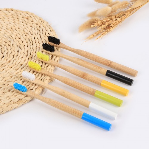 New Style colorful round bamboo toothbrush Wholesale Wooden Bamboo Toothbrush