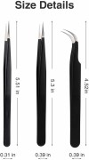 Professional Eyelash Extension Tweezers Set Pack of 3 Lash Tweezers Isolation & Classic Volume Lashes Tweezers ( Black )